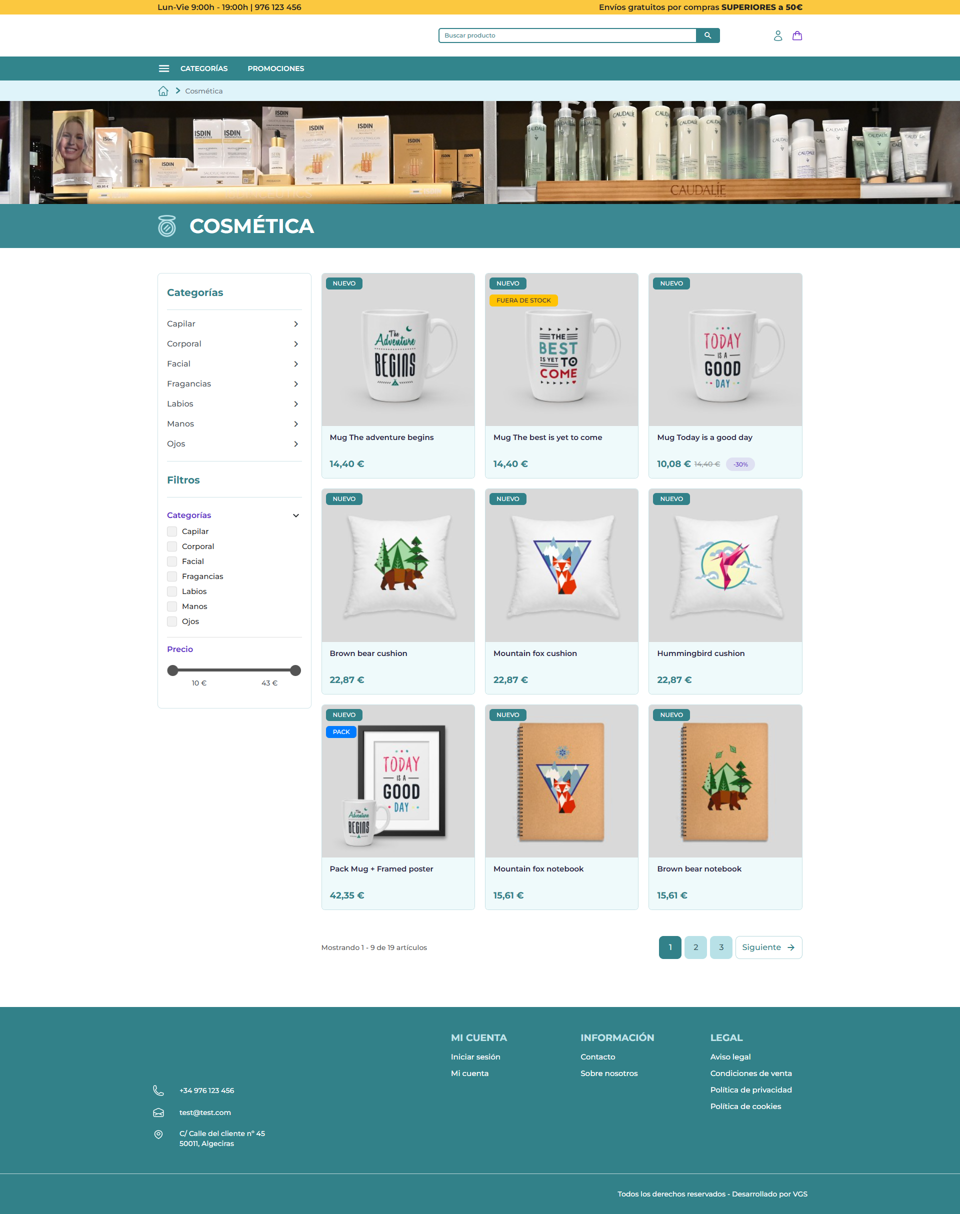 Listado y filtros de categoría personalizados
