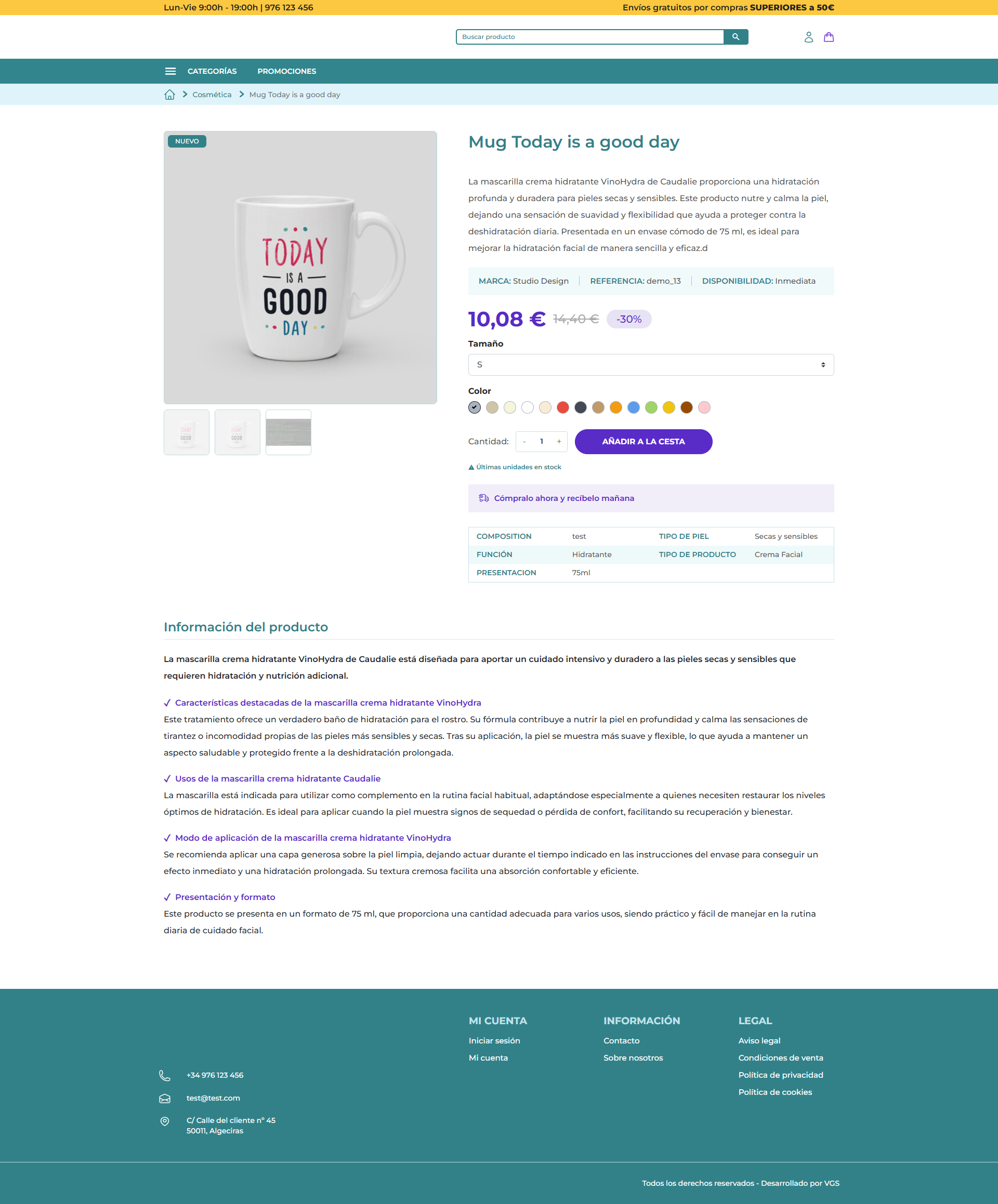 Ficha de producto personalizada en Falcon