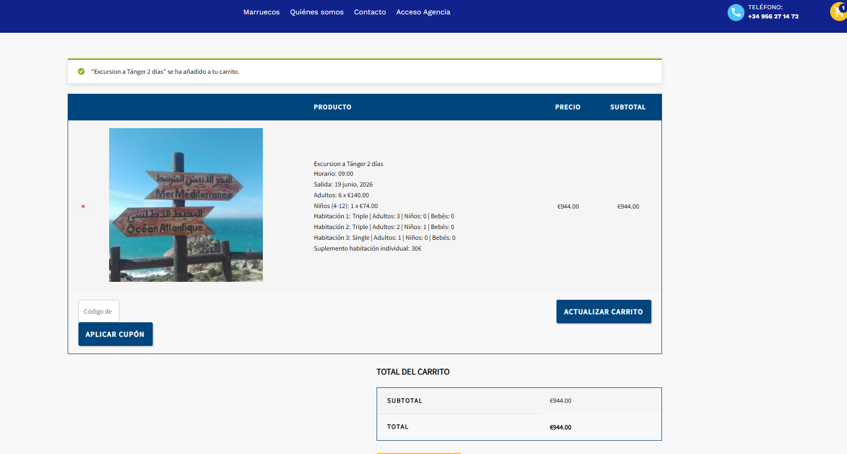 Habitaciones y suplementos mostrados en carrito WooCommerce