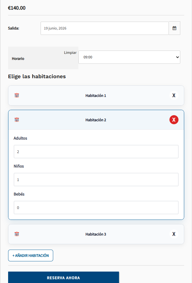 Selector dinámico de habitaciones en producto WooCommerce